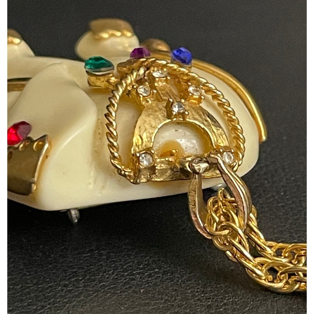 Vintage Elephant Pendant Necklace Rhinestone Gold Tone Chain 18" - Picture 12 of 14